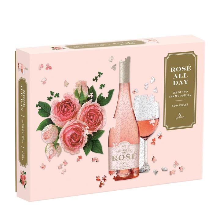 Rosé All Day Shaped 500 Piece Puzzle Chronicle Books Final Sale Lil Tulips