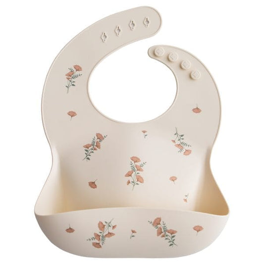 Silicone Baby Bib (Pink Flowers) Mushie Lil Tulips