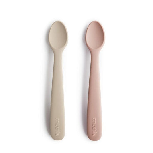 Silicone Feeding Spoons (Blush/Shifting Sand) 2-Pack Mushie Lil Tulips