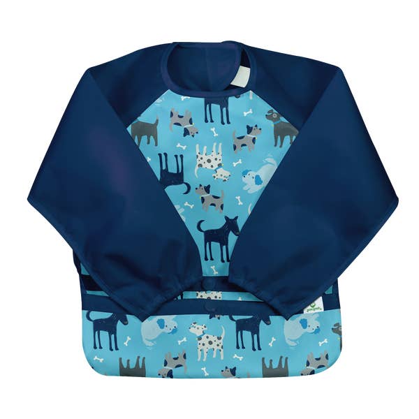 Snap + Go® Easy-wear Long Sleeve Bib Aqua Dogs Green Sprouts Lil Tulips