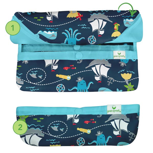 Snap + Go® Easy-wear Long Sleeve Bib Aqua Dogs Green Sprouts Lil Tulips