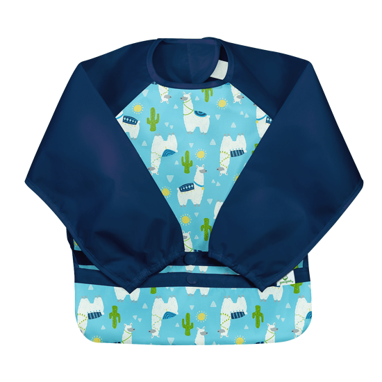 Snap + Go® Easy-wear Long Sleeve Bib Aqua Llamas Green Sprouts Lil Tulips