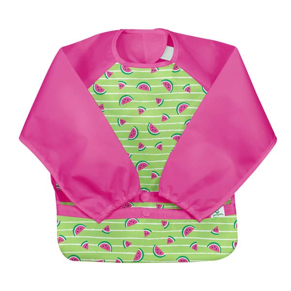 Snap + Go® Easy-wear Long Sleeve Bib Green Watermelon Stripe Green Sprouts Lil Tulips