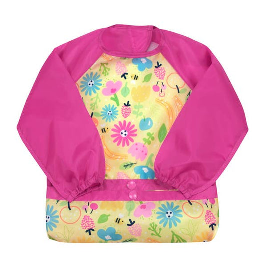 Snap + Go® Easy-wear Long Sleeve Bib Pink Bee Floral Green Sprouts Lil Tulips