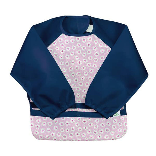 Snap + Go® Easy-wear Long Sleeve Bib Pink Blossom Green Sprouts Lil Tulips