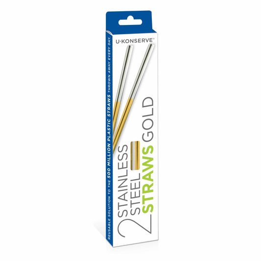 Stainless Steel Straws - Gold (Set of 2) U Konserve Lil Tulips