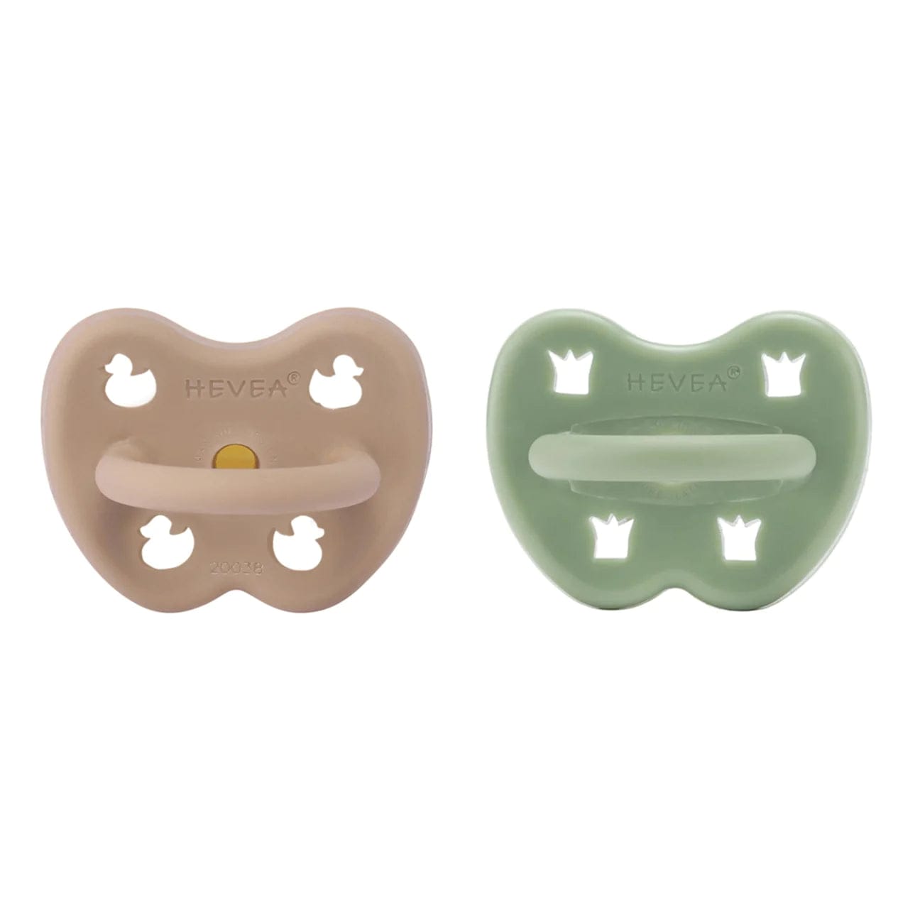 Tan Beige & Moss Green Orthodonic Pacifier 2 Pack (3-36 Months) Hevea Hevea Lil Tulips