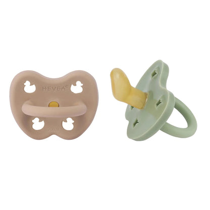 Tan Beige & Moss Green Orthodonic Pacifier 2 Pack (3-36 Months) Hevea Hevea Lil Tulips