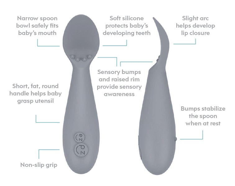 Tiny Spoon in Gray Twin-Pack Ezpz Lil Tulips