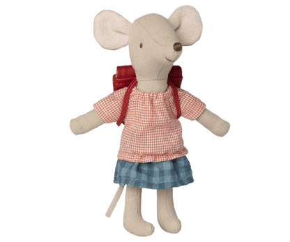 Tricycle Mouse, Big Sister with Bag - Red Maileg Lil Tulips