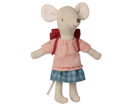 Tricycle Mouse, Big Sister with Bag - Red Maileg Lil Tulips