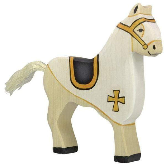 Wooden Tournament Horse WHITE Holztiger Lil Tulips