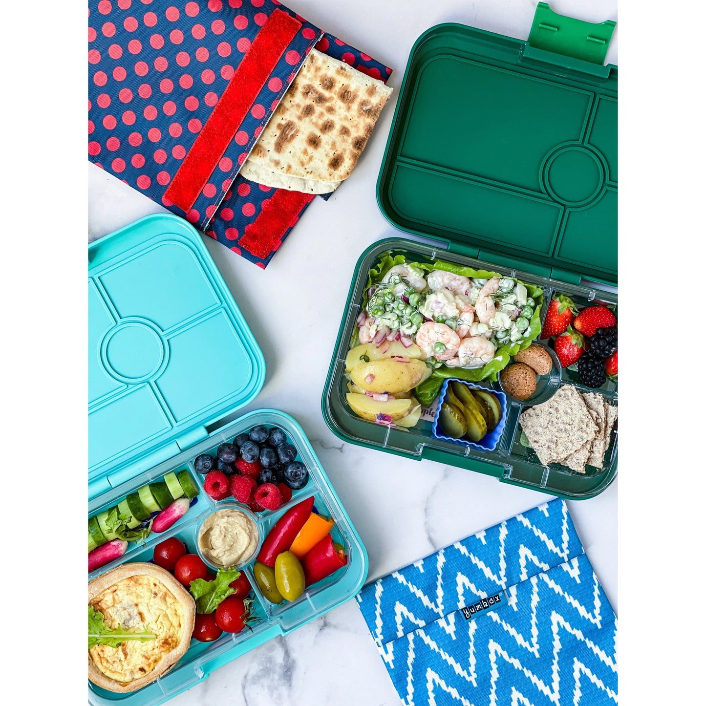 Yumbox Tapas Greenwich Green 4C Tray - Largest Yumbox Lil Tulips